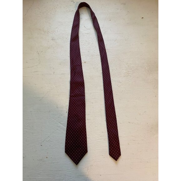 Vintage Stefano Mens Polka Dot Silk Tie Burgundy & Blue 58" Made In Italy - Picture 1 of 6